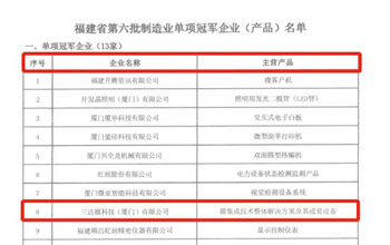 喜报｜122cc太阳集成游戏荣获“福建省制造业单项冠军企业”